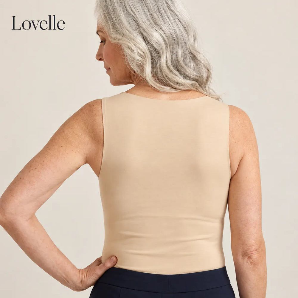 Lovelle Ease linne med inbyggd BH i nude bakifrån – slät rygg utan BH-band eller valkar